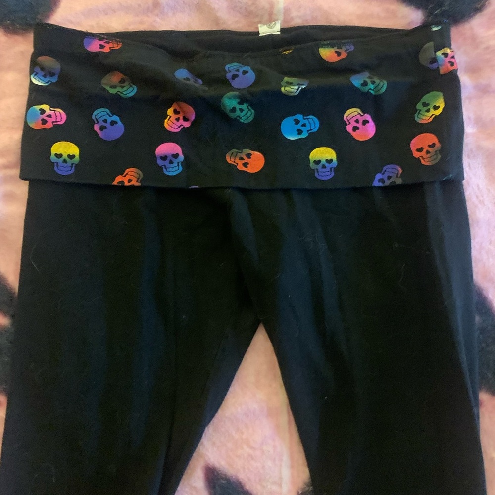 Colorful Skull print foldover Leggings
